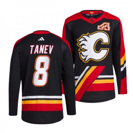 Calgary Flames Dresy Christopher Tanev 8 Adidas 2022-23 Černá Reverse Retro 2.0 Authentic - Pánské